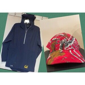 California Golden Bears Under Armour Mesh Jacket Small Navy Wind w/ Cap hat